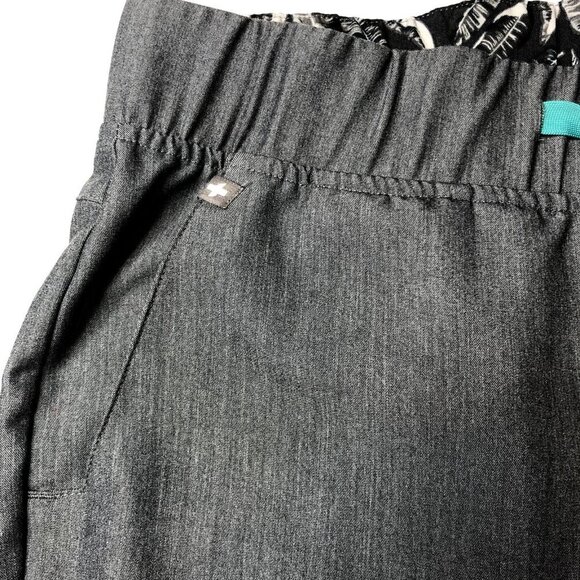 Figs Tema Performance‎ Scrub Pants Grey Size Small Feather Print Waistband - Picture 9 of 10